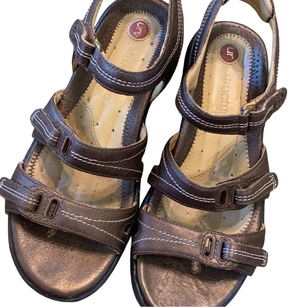 Clarks Bronze Leather Multi-Strap Sandals